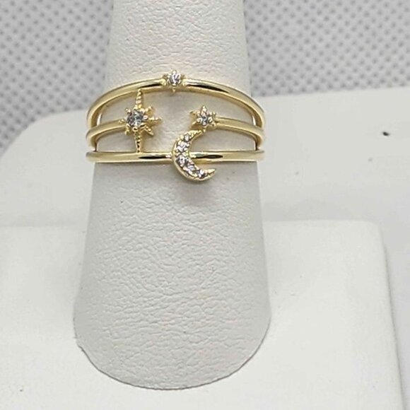 Jewelry - NEW Sterling Silver 925 Moon And Stars Ring